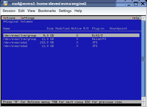 Fenêtre de démarrage de Ncurses